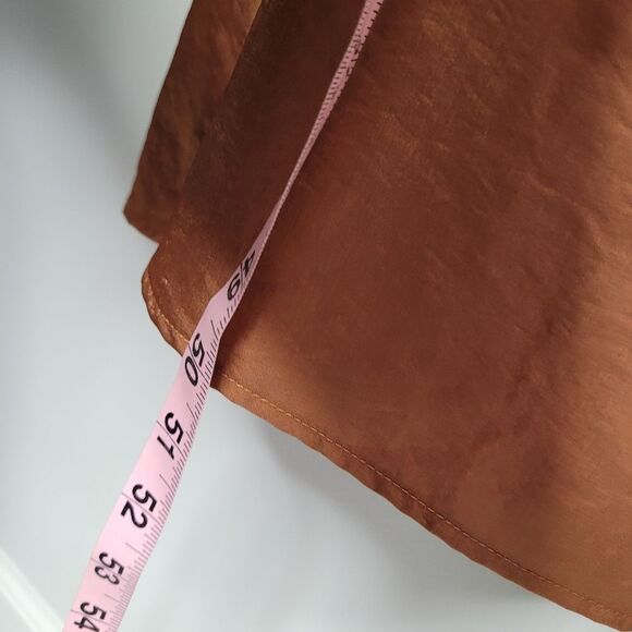 Moon river puff sleeve smocked midi burnt orange iridescent dress size medium - Picture 6 of 7